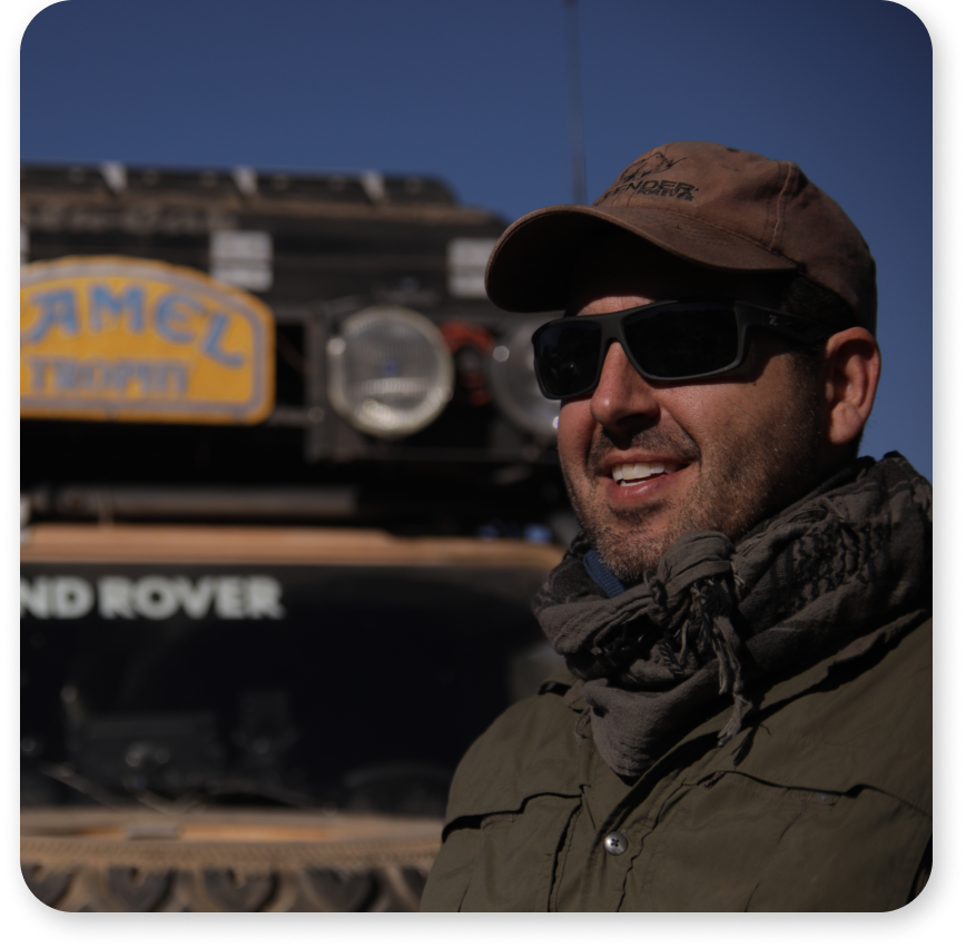 Chris Solis Member Story Chris Solis with his Camel Trophy truck